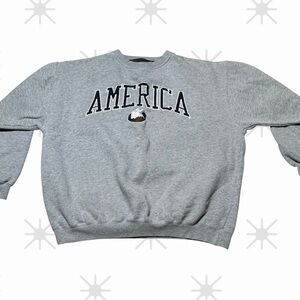 Vintage America Sweatshirt XL Crewneck Bald Eagle  Pullover Winter Streetwear